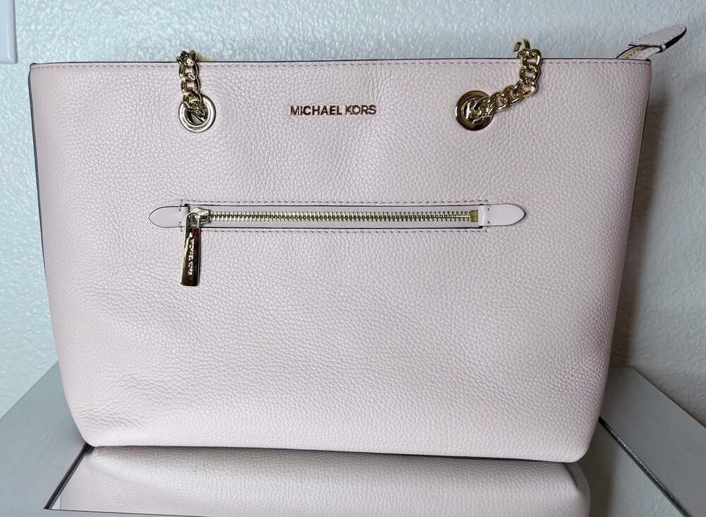 Michael Kors Jet Set Item Medium Front Zip Chain Tote Bag in Powder Blush
